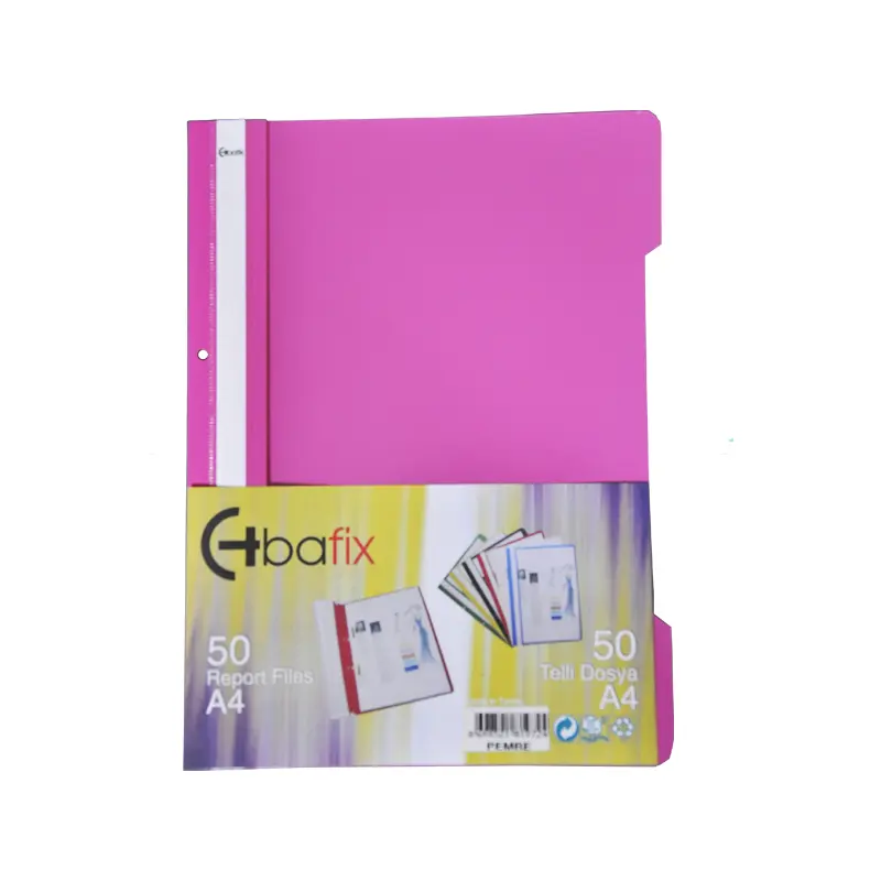 Bafix Plastik Telli Dosya XL Pembe A4 50 Li Paket