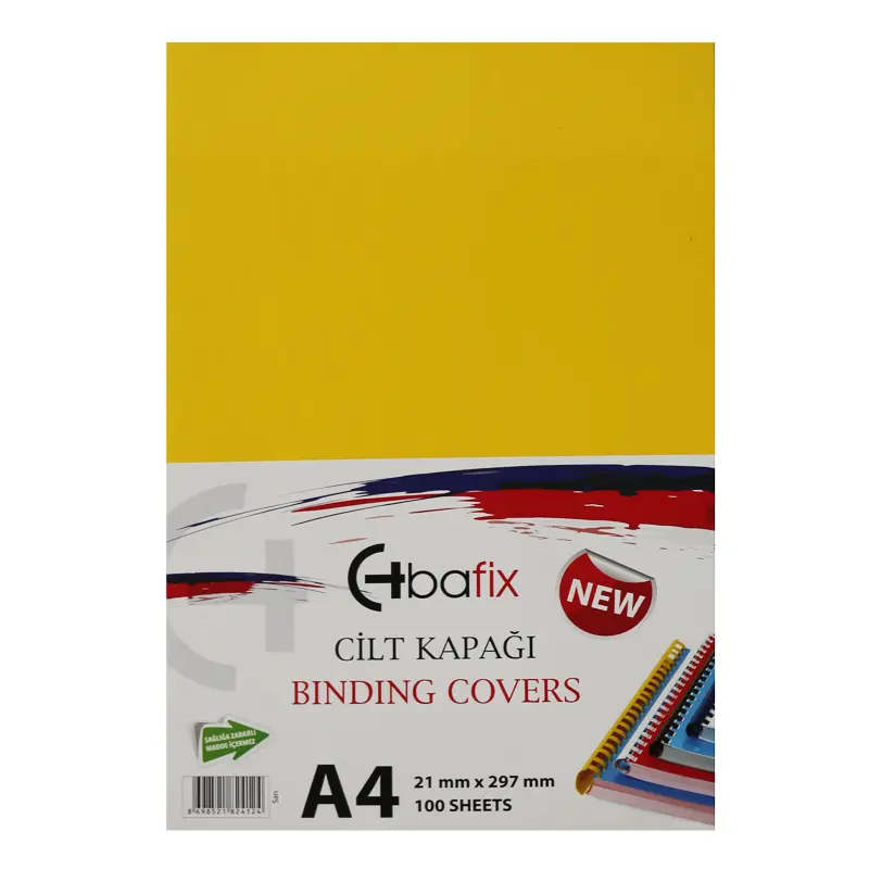 Bafix Plastik Cilt Kapağı Opak Sarı A4 160 Micron 100 Lü Paket
