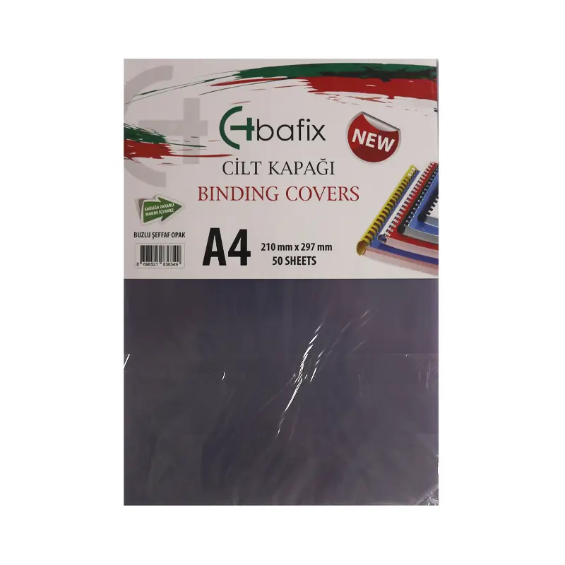 Bafix Plastik Cilt Kapağı Opak Buzlu Şeffaf A4 350 Micron 50 Li Paket
