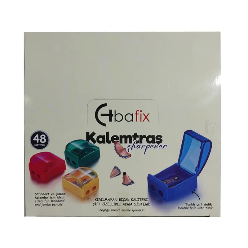Bafix TS826-B Çift Delikli Kapaklı Klasik Kalemtraş 48 Li Kutu