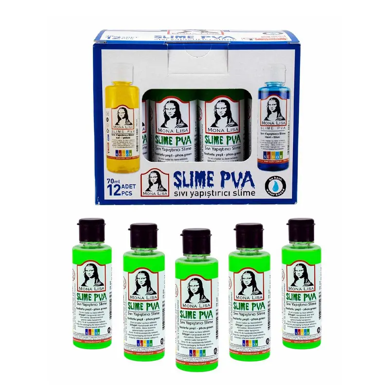 Mona Lisa SL01-14 Slime Sıvı Yapıştırıcı 70 ML Fosforlu Yeşil x 12 Li Kutu