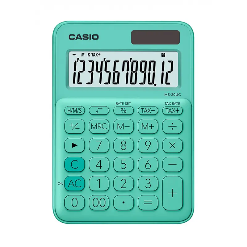 Casio MS-20UC-GN Masaüstü Hesap Makinesi 12 Hane Yeşil
