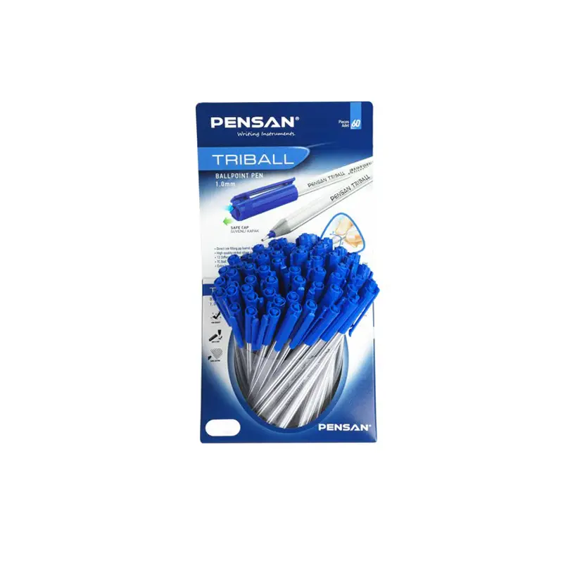 Pensan 1003 Triball Bilye Uç Tükenmez Kalem 1.0mm Mavi x 60 LI Stand