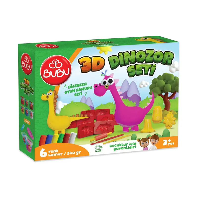 Bu-Bu OH0012 Oyun Hamuru 3D Dinozor Seti