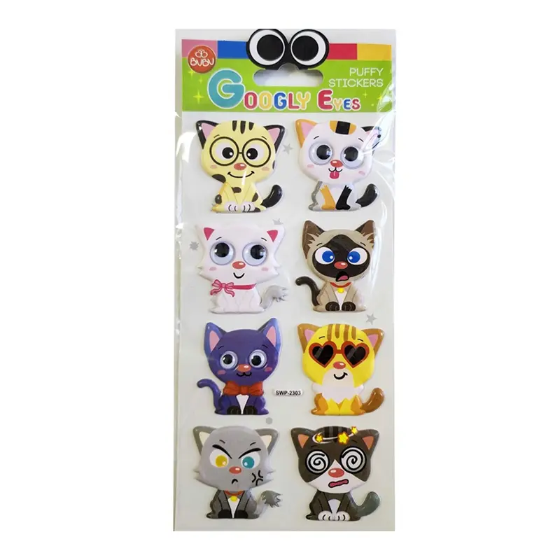 Bu-Bu SWP-2303 Googly Eyes Puffy Sticker 9x21cm Kediler