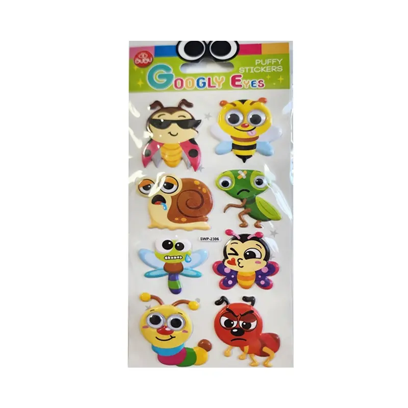 Bu-Bu SWP-2306 Googly Eyes Puffy Sticker 9x21cm Böcekler