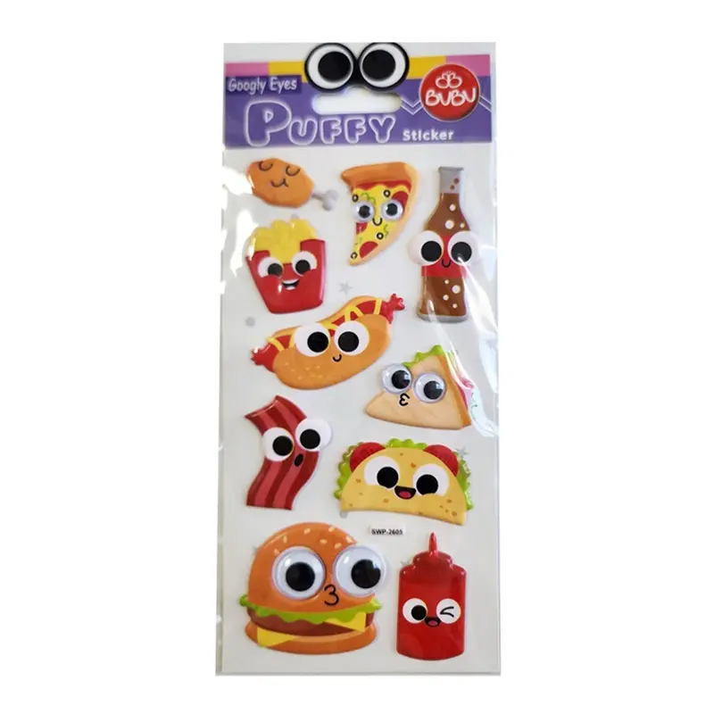 Bu-Bu SWP-2605 Googly Eyes Puffy Sticker 9x21cm Fastfood