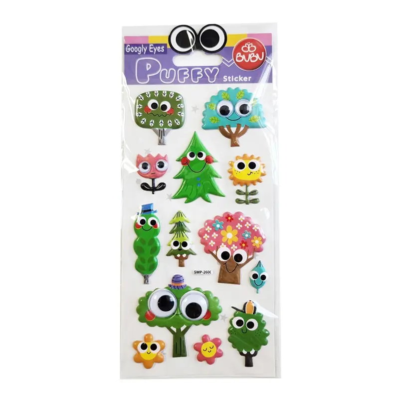 Bu-Bu SWP-2606 Googly Eyes Puffy Sticker 9x21cm Ağaçlar