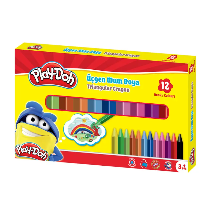 Play-Doh CR008 Üçgen Crayon Mum Boya 12 Renk