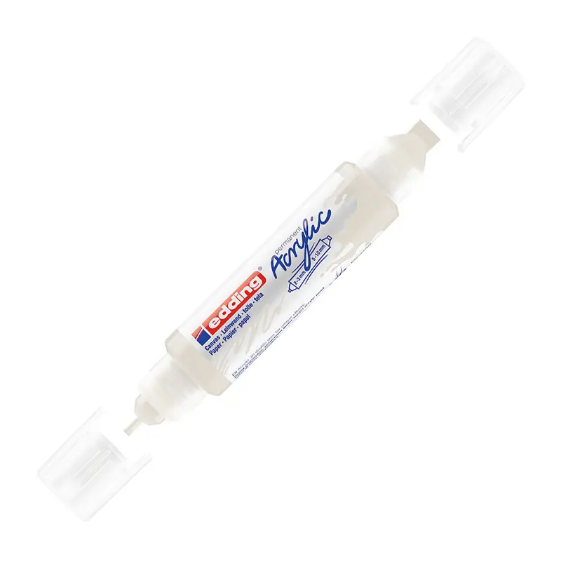 Edding 5400 3D Double Liner Çift Uçlu 2-3 mm ve 5-10 mm Akrilik Boyama Markörü Trafik Beyaz 5 Li Paket