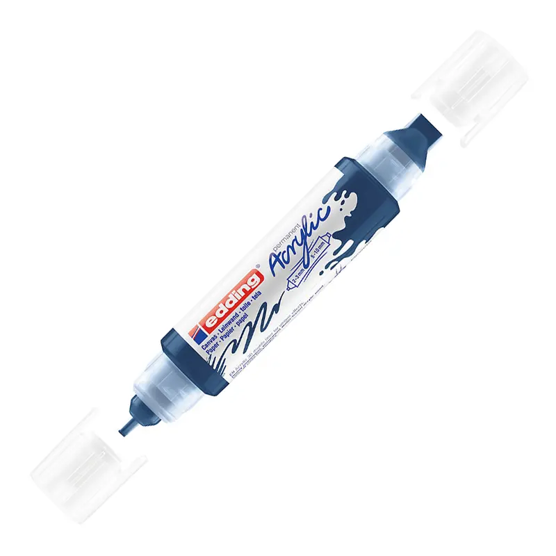 Edding 5400 3D Double Liner Çift Uçlu 2-3 mm ve 5-10 mm Akrilik Boyama Markörü Gece Mavisi 5 Li Paket