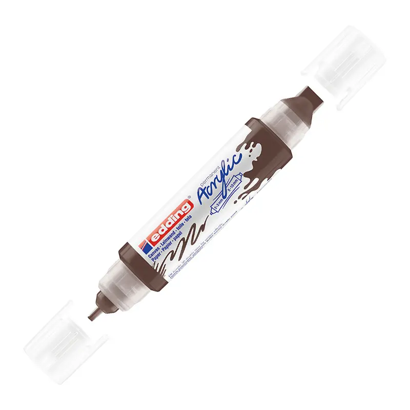Edding 5400 3D Double Liner Çift Uçlu 2-3 mm ve 5-10 mm Akrilik Boyama Markörü Çikolata Kahvesi 5 Li Paket