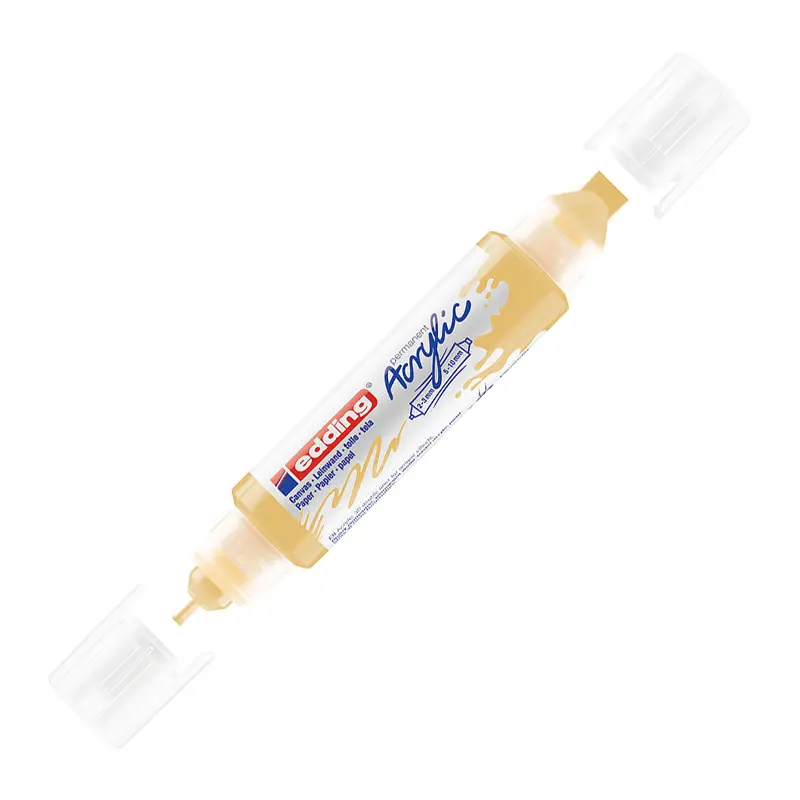 Edding 5400 3D Double Liner Çift Uçlu 2-3 mm ve 5-10 mm Akrilik Boyama Markörü Pastel Sarı 5 Li Paket