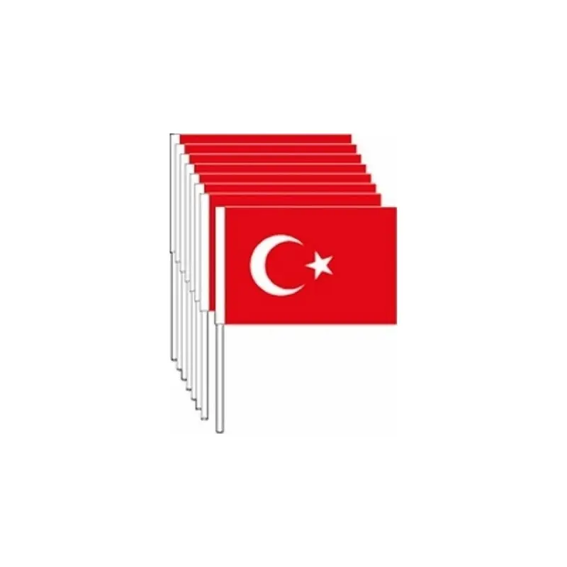 Vatan VT225 Sopalı Bez Bayrak 20x30cm - 10 Lu Paket