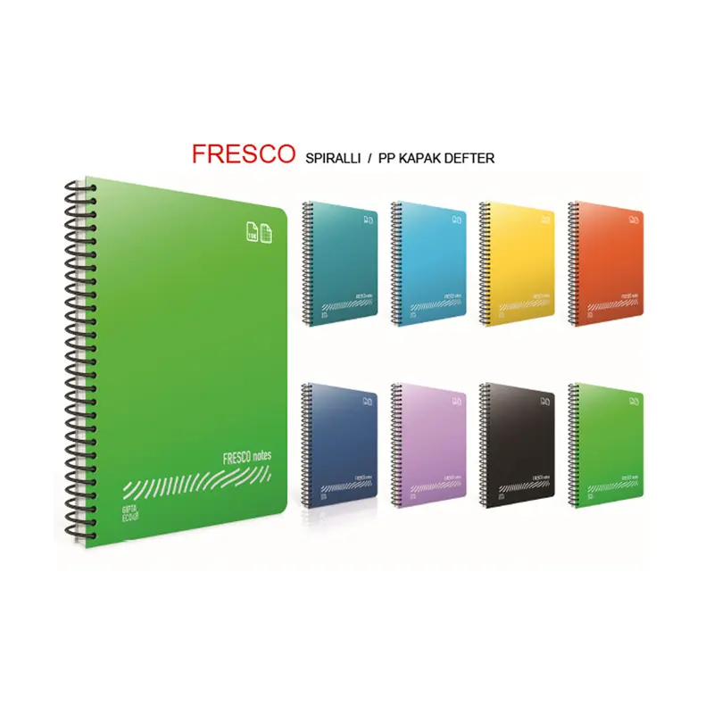 Gıpta 4933 Fresco Spiralli Plastik Kapak Defter 72 Yaprak A4 Kareli x 12 Li Paket