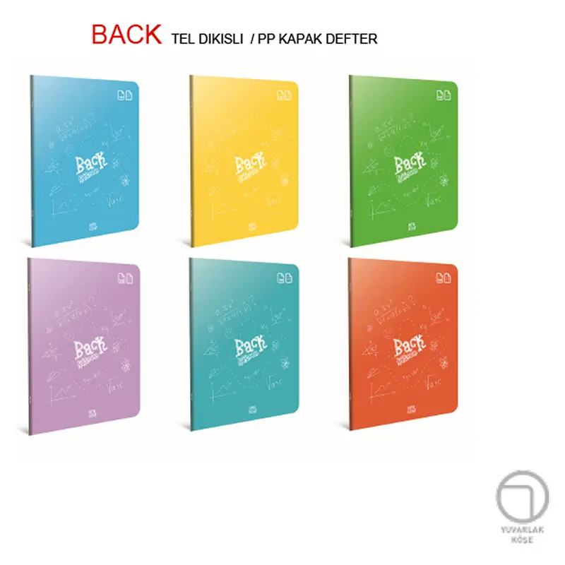 Gıpta 4980 Back Tel Dikiş Plastik Kapak Defter A4 40 Yaprak Kareli x 12 Li Paket