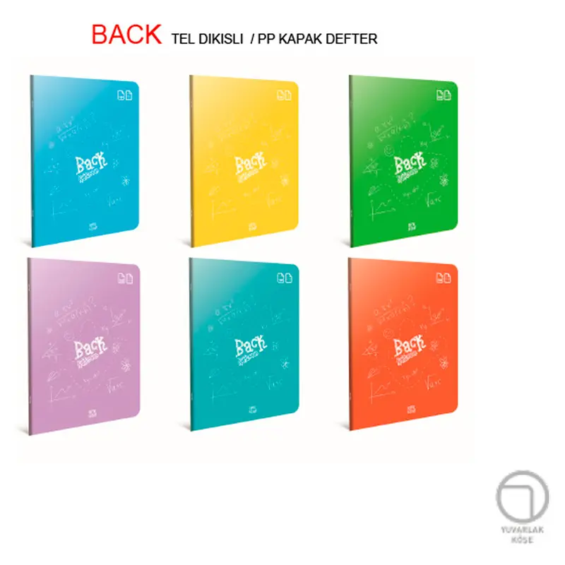 Gıpta 4990 Back Tel Dikiş Plastik Kapak Defter A5 40 Yaprak Kareli x 12 Li Paket