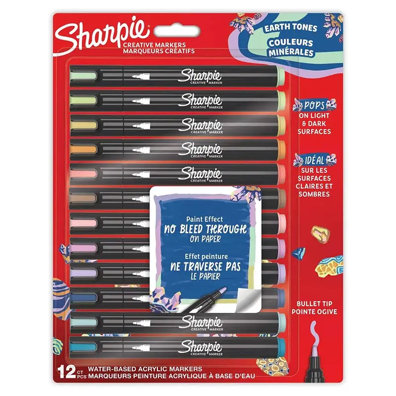 Sharpie 2213421 Doğa Tonları Yuvarlak Uç Akrilik Markör 12 Li Set