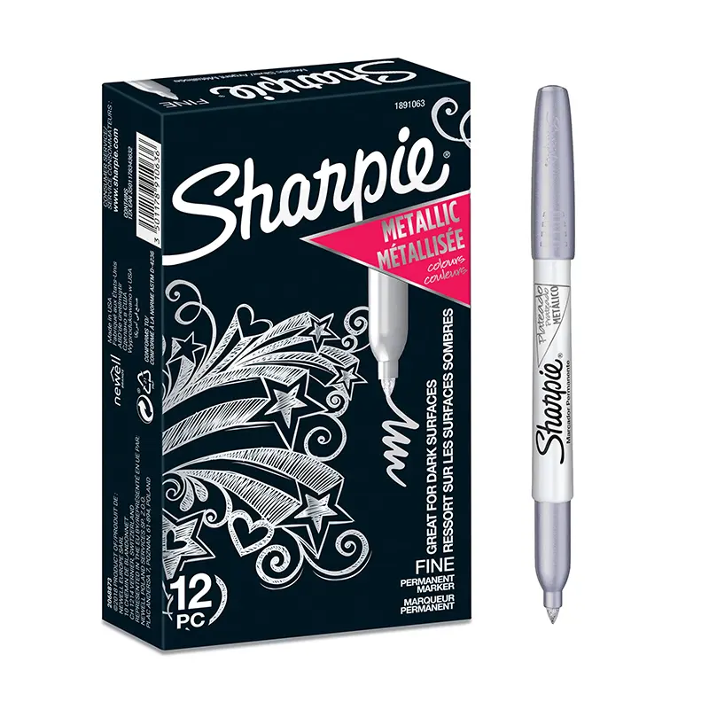 Sharpie 1834363 Metalik Markör Boya Gümüş x 12 Li Kutu