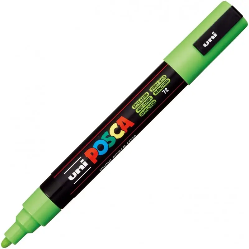 Uni-Ball Posca PC-5M Su Bazlı Poster Boyama Markörü 1.8mm - 2.5mm Elma Yeşili x 6 Lı Kutu