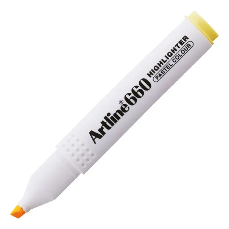 Artline EK-660N Kesik Uç Fosforlu Kalem 1.0-4.0mm Pastel Sarı x 12 Li Kutu