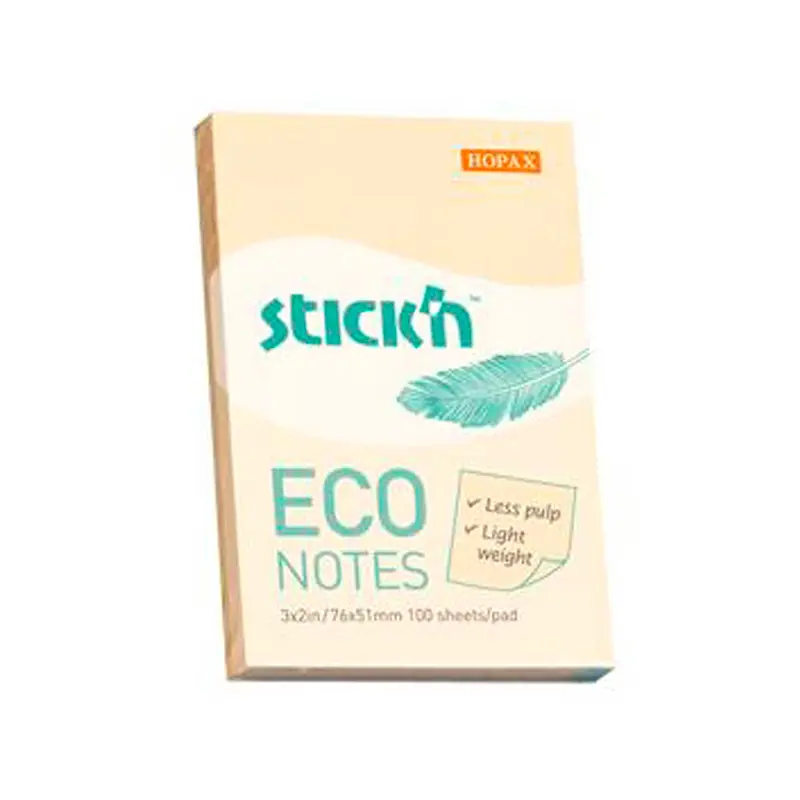 Hopax Stickn Eco Yapışkanlı Not Kağıdı 100 Yaprak 76mm x 51mm Patel Sarı x 12 Li Paket