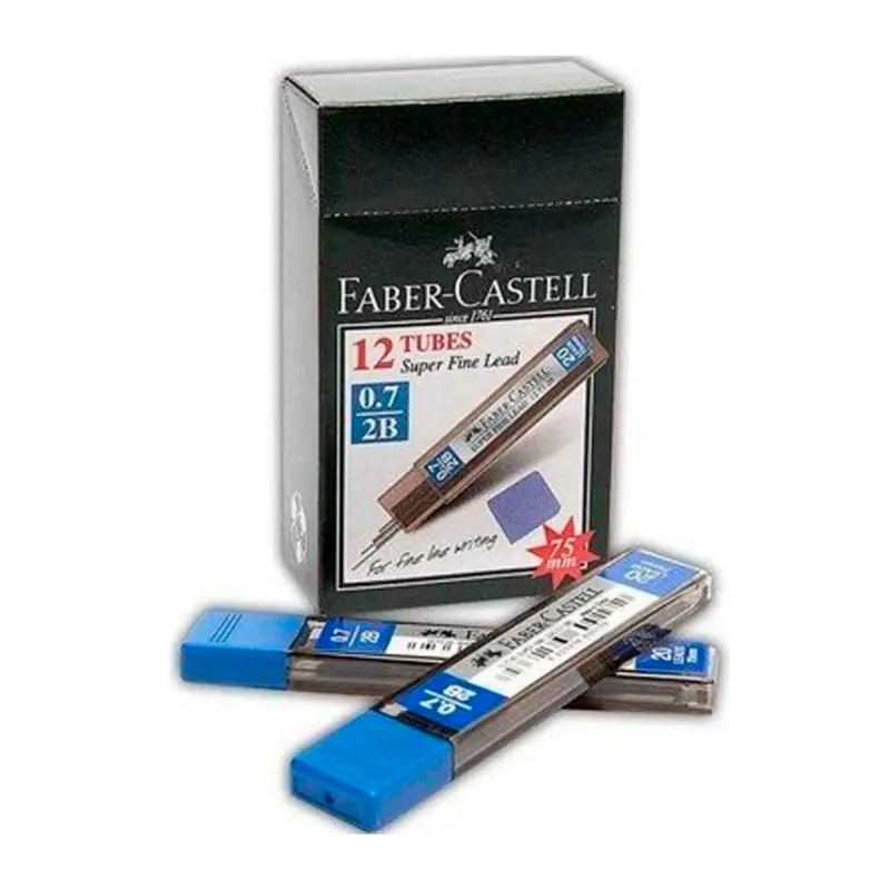 Faber-Castell 5090127720 Süper Fine Lead Min 2B 75mm 0.7mm 20 Li Tüp x 12 Li Kutu
