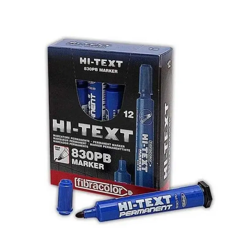 Hi-Text 830PB Yuvarlak Uçlu Permanent Markör Mavi x 12 Li Kutu