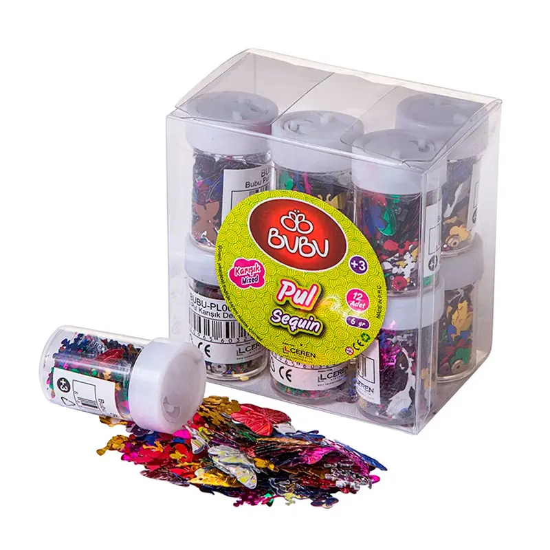 Bu-Bu PL0002 Karışık Desen Pul 6 Gr. Tüp x 12 Li Paket