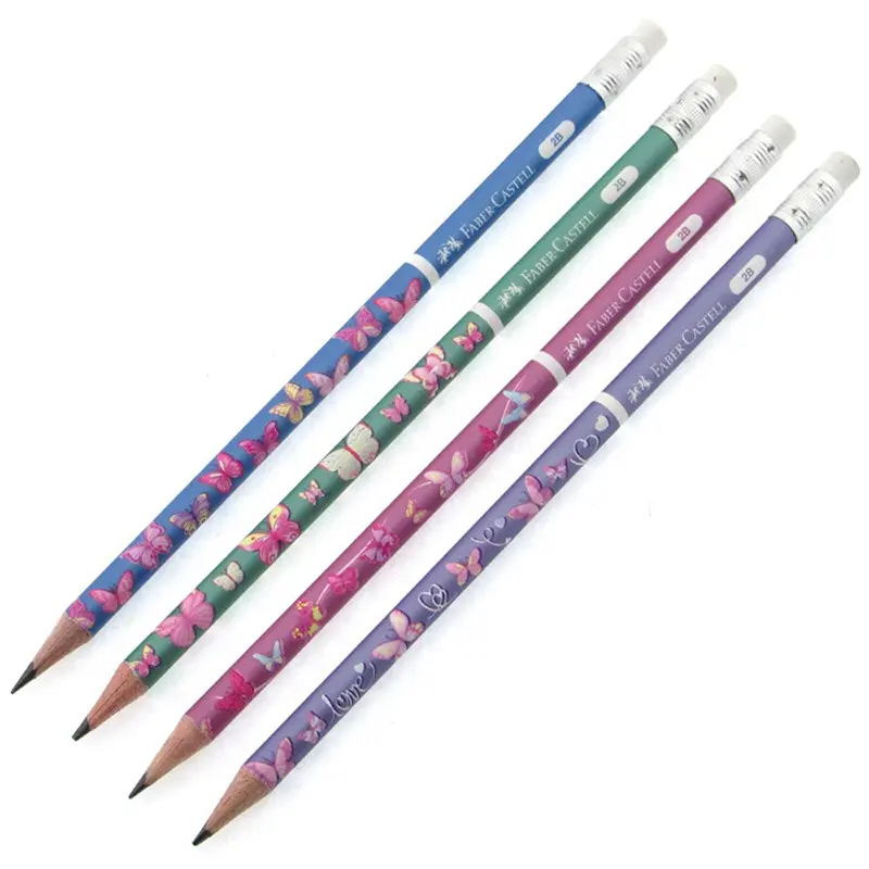 Faber-Castell Kelebek Desen Silgili Kurşun Kalem 2B x 72 Li Kutu