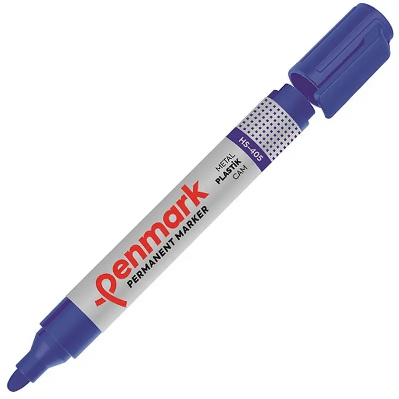 Penmark HS-405 Yuvarlak Uç Permanent Markör Mavi x 12 Li Kutu