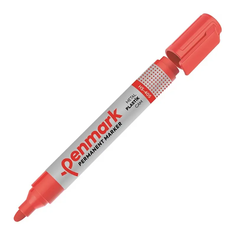 Penmark HS-405 Permanent Markör Yuvarlak Uç Kırmızı x 12 Li Kutu