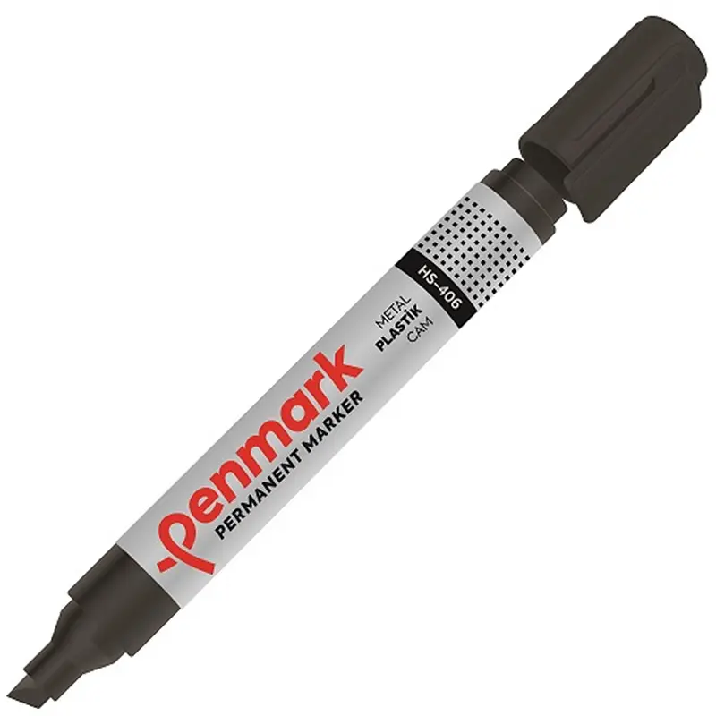 Penmark HS-406 Kesik Uç Permanent Markör Siyah x 12 Li Kutu