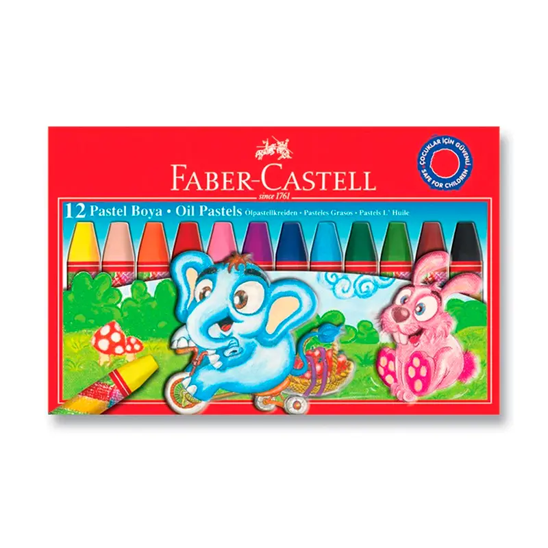 Faber-Castell 5282125312 Red Line Karton Kutu Köşeli Pastel Boya 12 Renk