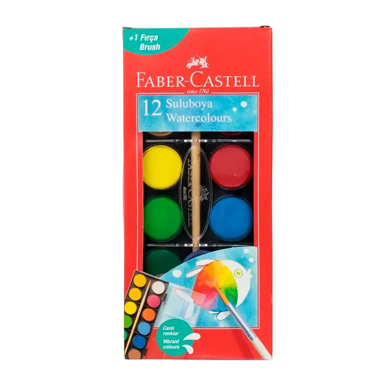 Faber-Castell 5292125012 Red Line Büyük Boy Sulu Boya 12 Renk