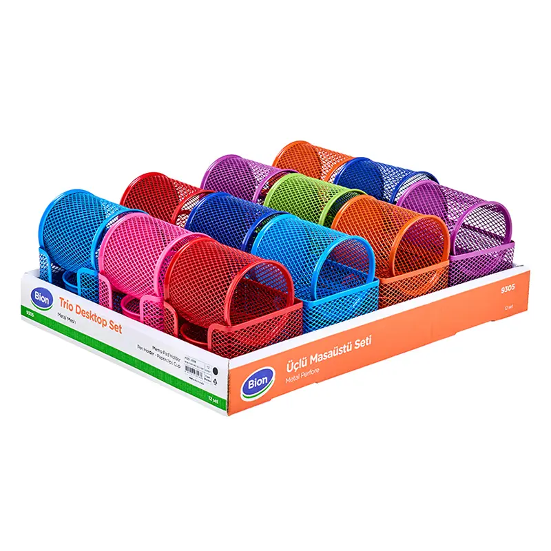 Bion 9305 Perfore 3 Lü Set Tepside Canlı Renkler x 12 Li Paket