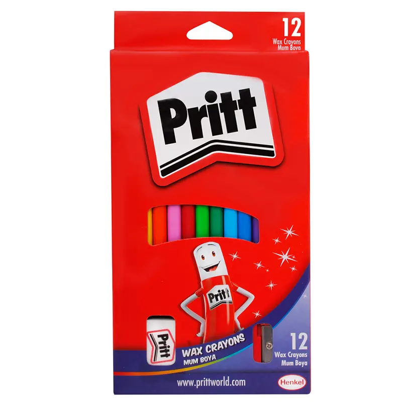 Pritt 1433960 Crayon Karton Kutu Silinebilir Mum Pastel Boya 12 Renk