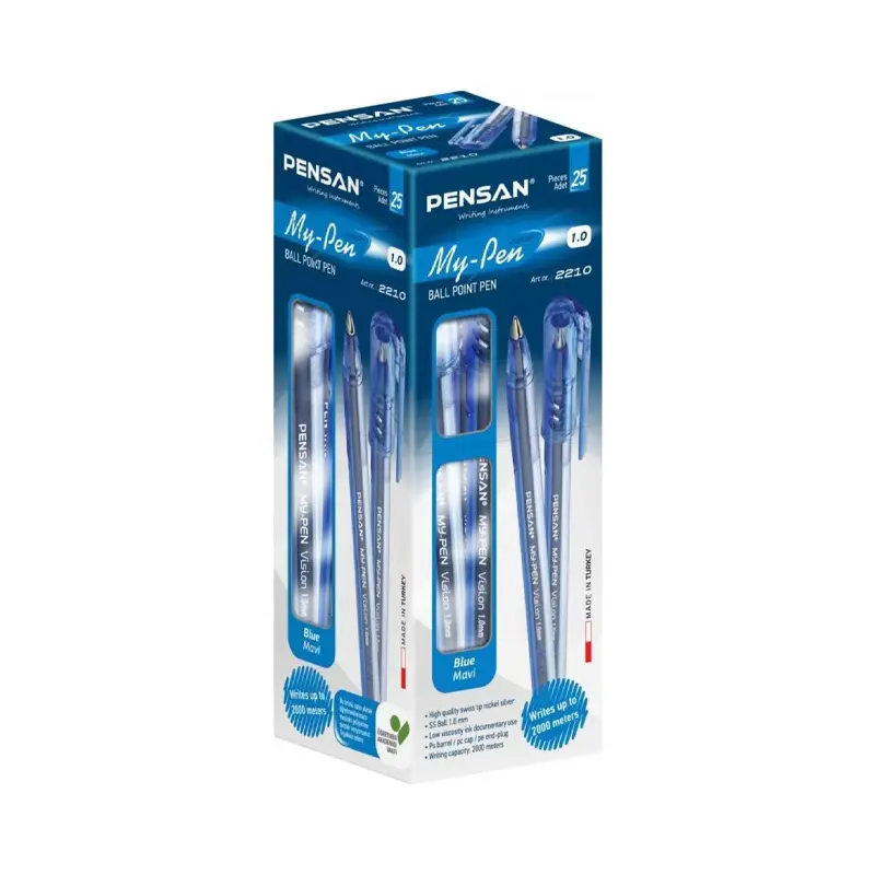 Pensan 2250 My-Tech İğne Uç Tükenmez Kalem 1.0mm Mavi x 25 Li Kutu