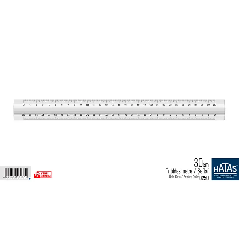 Hatas 0250 Tribli Desimetre Şeffaf 30cm x 20 Li Kutu
