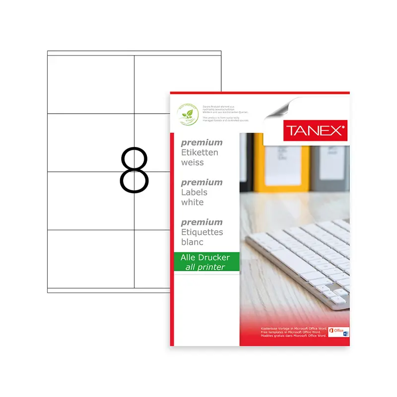 Tanex TW-2408 Lazer Etiket 105x72mm 100 Yaprak