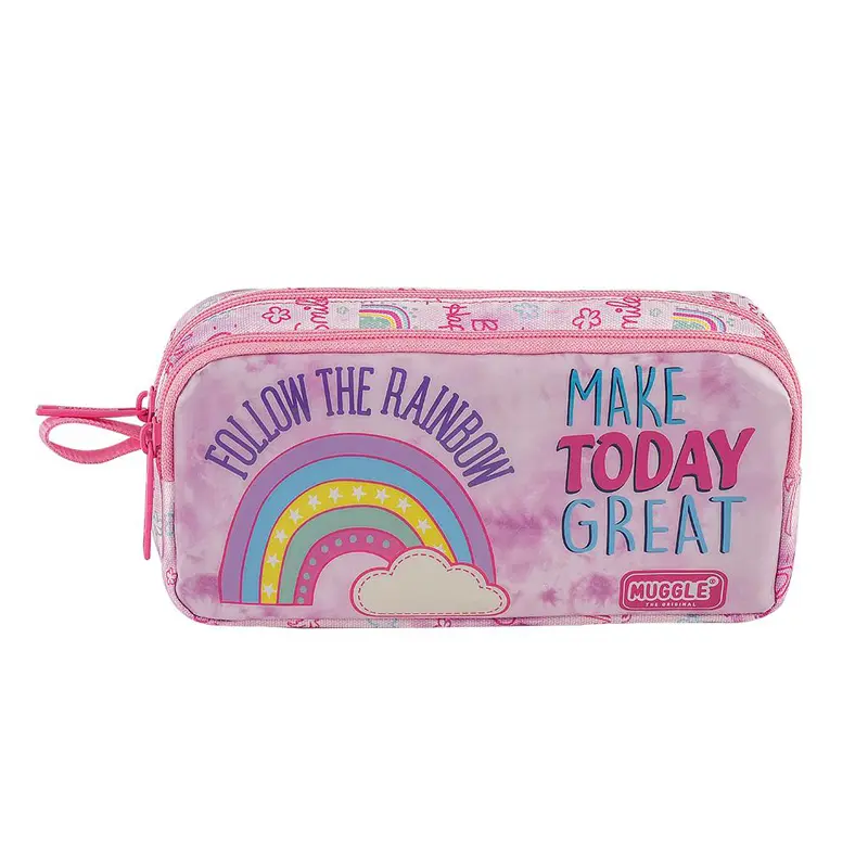 Muggle Mu-6757 Soft Rainbow Pembe Kalem Çantası