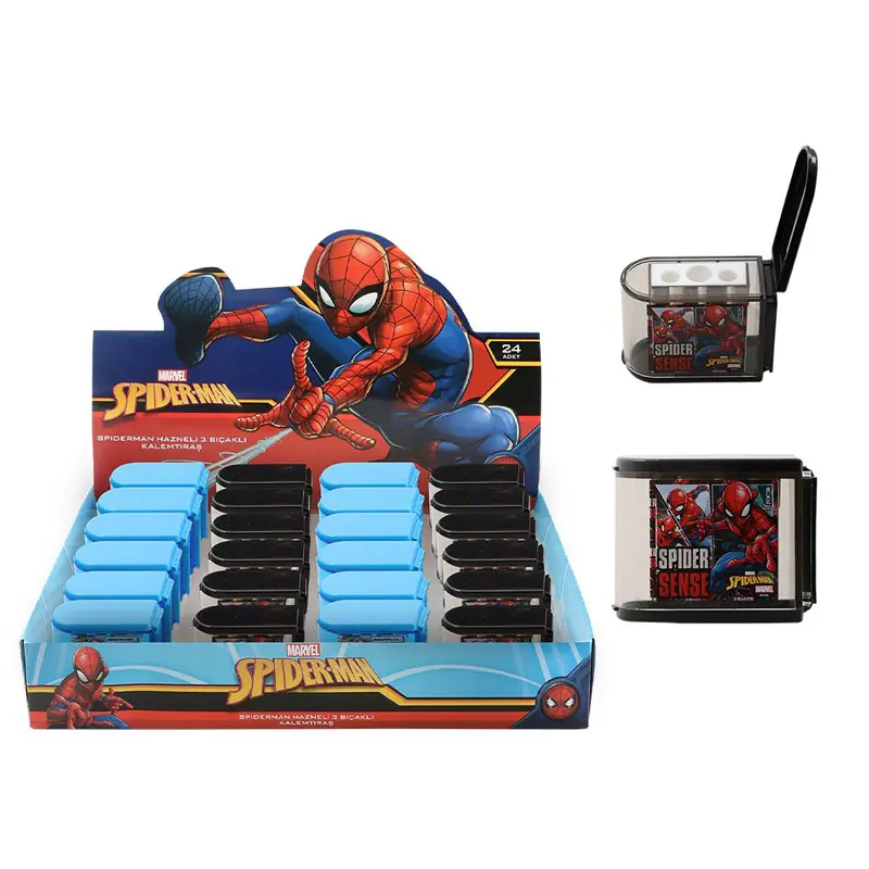 Otto 44682 Hazenli Spiderman 3 Bıçaklı Kalemtraş 24 Lü Paket