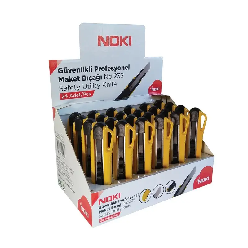 Noki No:232 Profesyonel Güvenlikli Maket Bıçağı 24 Lü Stand
