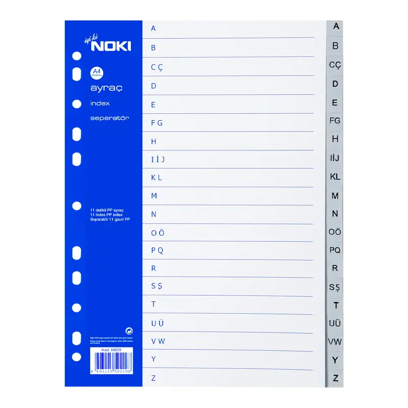 Noki 59229 Plastik Seperatör A-Z A4 x 50 Li Paket