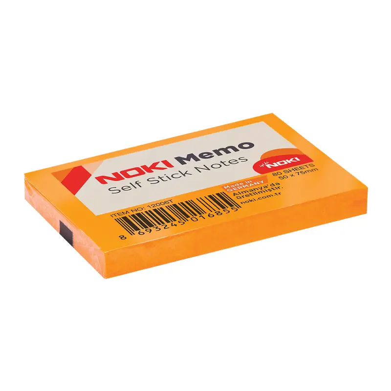Noki 12006T Yapışkanlı Not Kağıt 51x75mm Turuncu 12 Li Paket