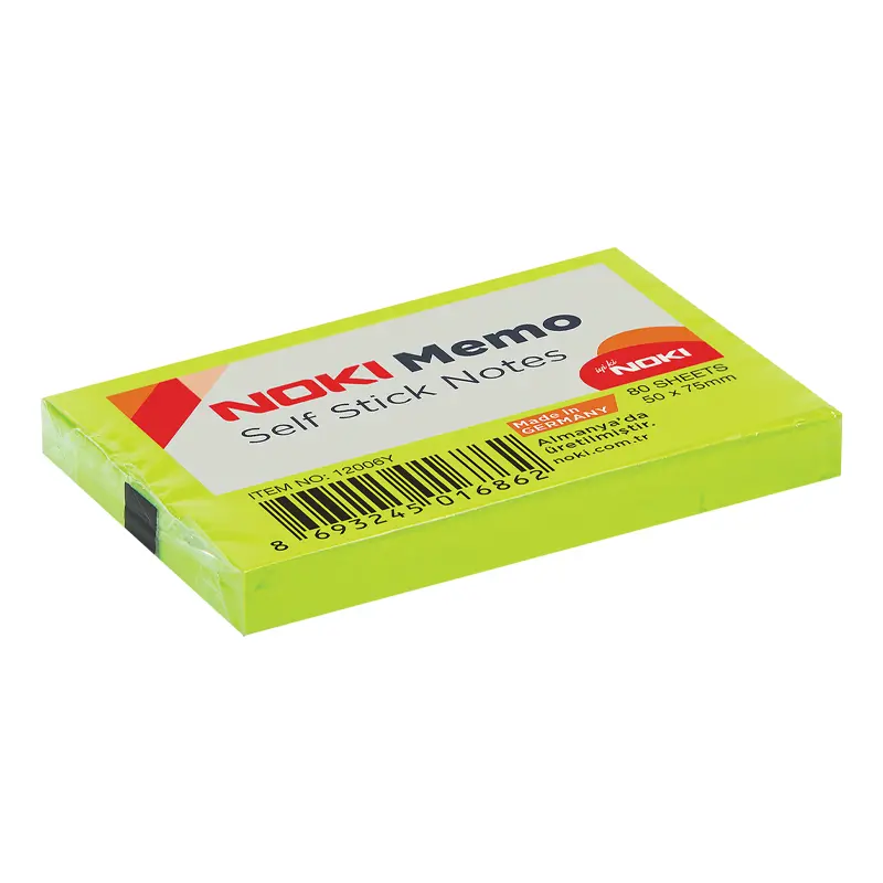 Noki 12006Y Yapışkanlı Not Kağıt 51x75mm Yeşil 12 Li Paket