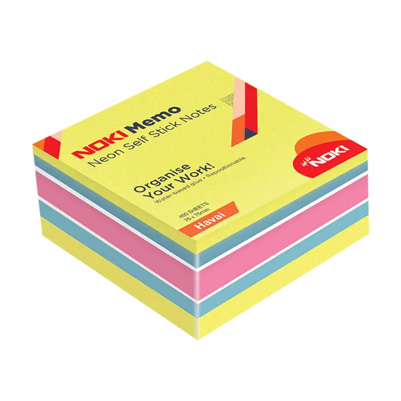 Noki 12014-11 Yapışkanlı Not Kağıdı Neon Havai 450 Sayfa Küp 75x75mm