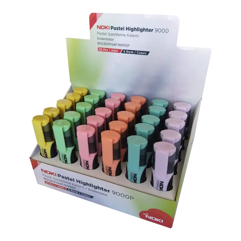 Noki 9000P-30 Pastel Renkler Fosforlu Kalem 30 Lu Stand