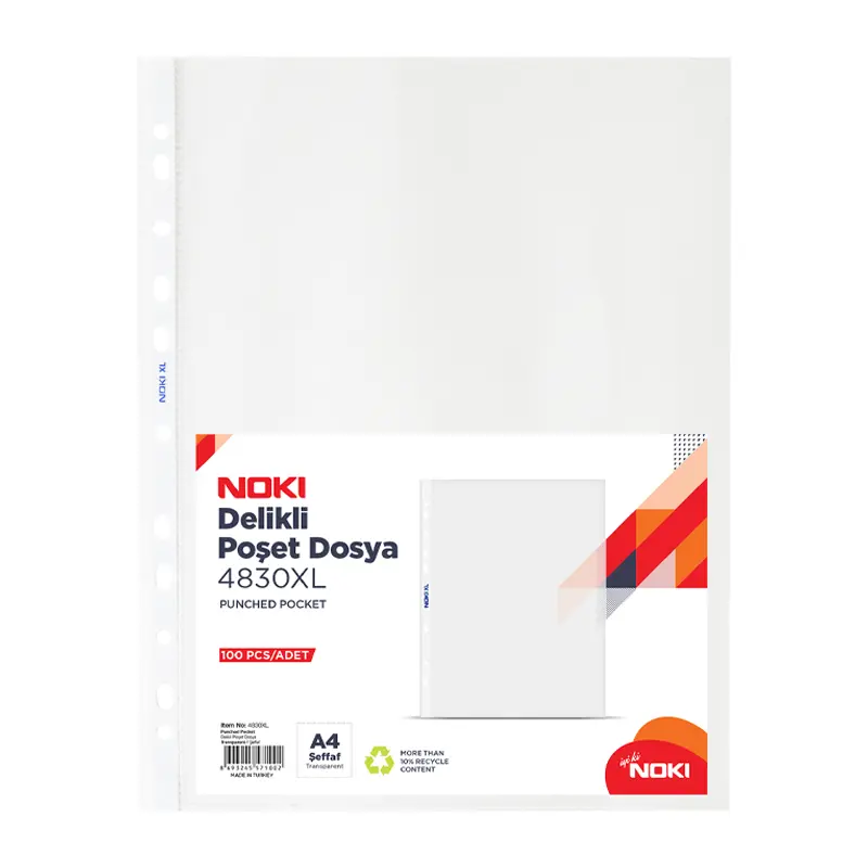 Noki 4830XL Poşet Dosya Şeffaf XL 55 Micron A4 100 Lü Paket