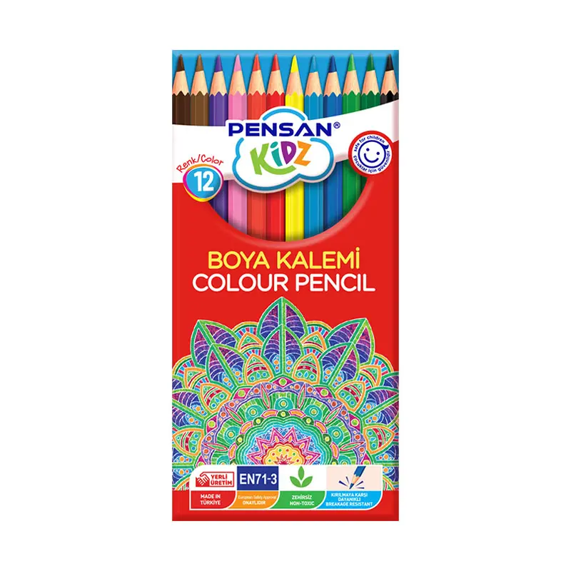 Pensan Kidz Tam Boy Kuru Boya Kalemi 12 Renk